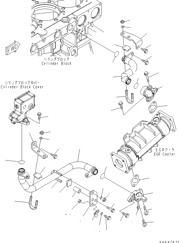 Engines Komatsu / SAA6D140E-5 S/N 530001-UP(SAA6D17E) / EXHAUST GAS RECIRCULATION VALVE (2/7) (EGR COOLER WATER PIPING)(#530003-)(030120 : A1550-B4A4)