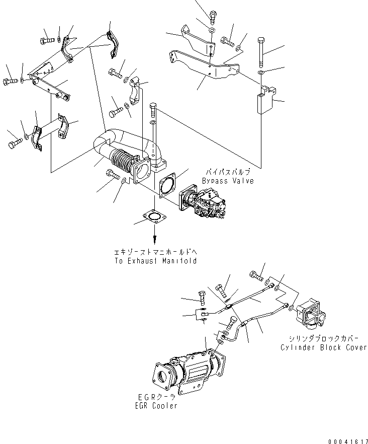 Engines Komatsu / SAA6D140E-5 S/N 530001-UP(SAA6D17E) / EXHAUST GAS RECIRCULATION VALVE (3/7) (AIR VENT AND BYPASS VALVE PIPING)(#530003-530697)(030130 : A1550-C4A4)
