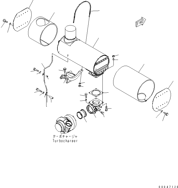 Engines Komatsu / SAA6D140E-5 S/N 530001-UP(SAA6D17E) / MUFFLER(#530003-)(030220 : A1610-A4L7)