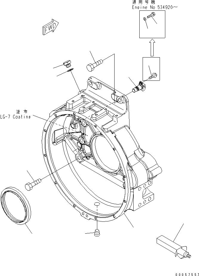 Engines Komatsu / SAA6D140E-5 S/N 530001-UP(SAA6D17E) / FLYWHEEL HOUSING(#530003-)(030300 : A2210-A4H6)