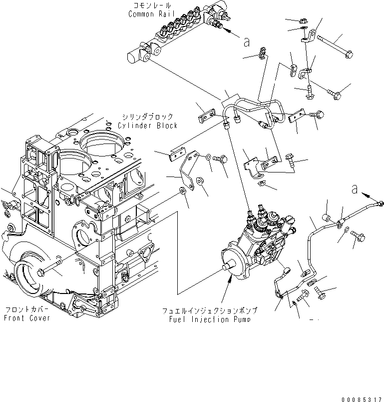 Engines Komatsu / SAA6D140E-5 S/N 530001-UP(SAA6D17E) / FUEL PUMP SUPPLY AND RETURN PIPING(#530003-)(030480 : A4010-B4R3)