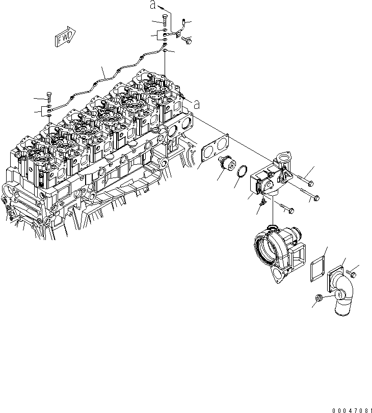 Engines Komatsu / SAA6D140E-5 S/N 530001-UP(SAA6D17E) / THERMOSTAT AND AIR VENT PIPING(#530003-)(030600 : A5010-A4L4)