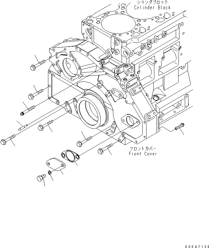Engines Komatsu / SAA6D125E-5B S/N 560001-UP(SAA6D1IE) / FRONT COVER ACCESSORY (MOUNTING BOLT AND POINTER)(030200 : A2041-A3H6)