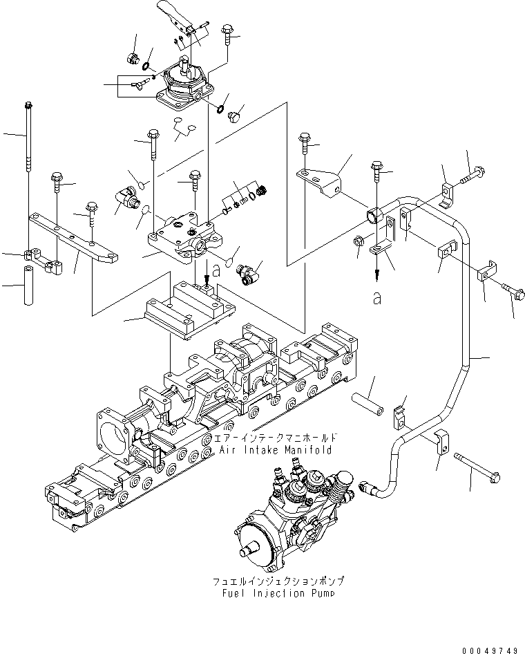 Engines Komatsu / SAA6D125E-5B S/N 560001-UP(SAA6D1IE) / FUEL PRIMING PUMP AND PIPING(030450 : A4110-B3R7)