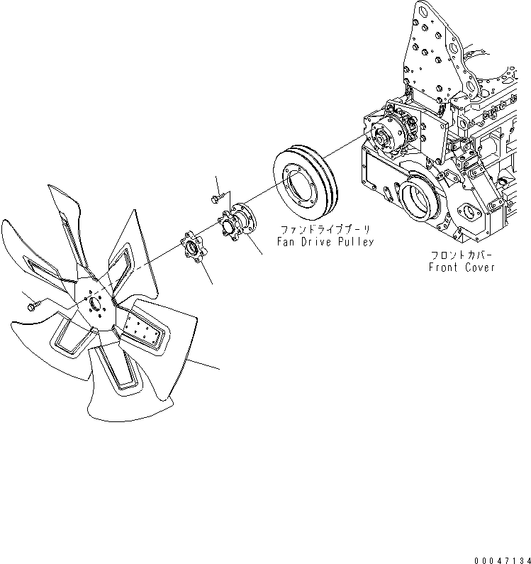 Engines Komatsu / SAA6D125E-5B S/N 560001-UP(SAA6D1IE) / COOLING FAN (SUCTION TYPE)(030510 : A5030-A3K1)