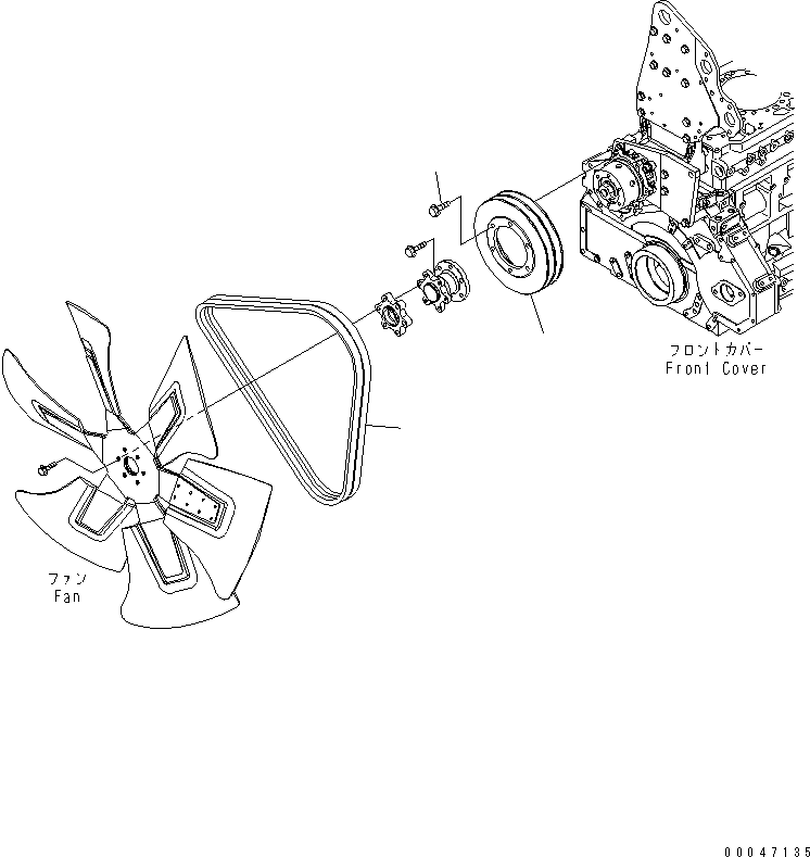 Engines Komatsu / SAA6D125E-5B S/N 560001-UP(SAA6D1IE) / FAN PULLEY AND DRIVE BELT(030520 : A5050-A3R2)