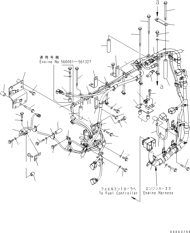 Engines Komatsu / SAA6D125E-5B S/N 560001-UP(SAA6D1IE) / ELECTRICAL WIRING (2/2) (HARNESS SUPPORT) (FOR EMC SPEC.)(030660 : A6810-B3J5)