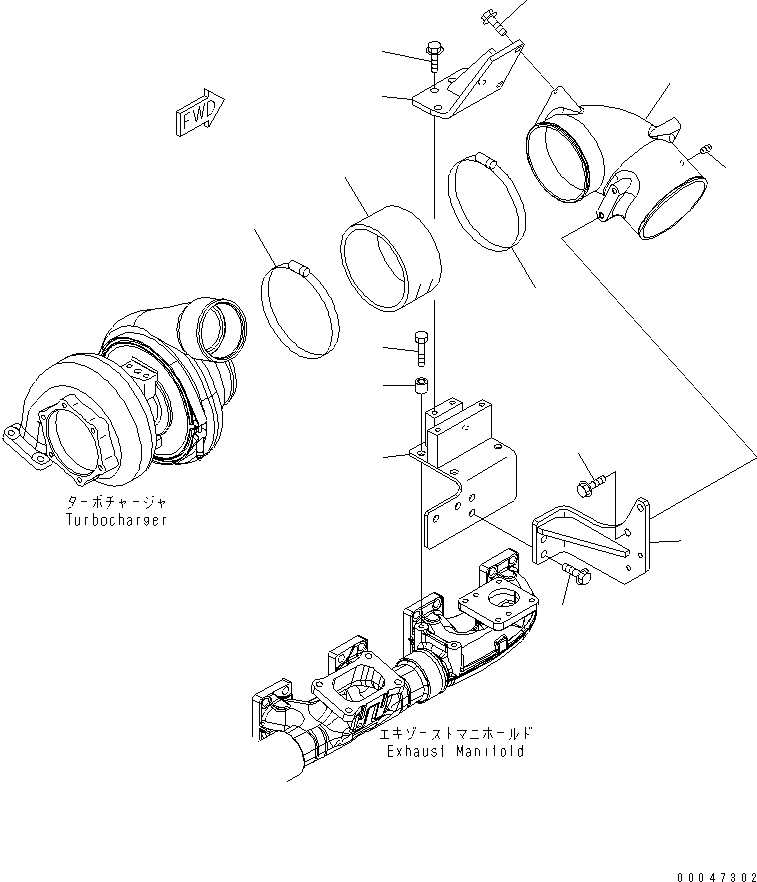 Engines Komatsu / SAA6D140E-5E S/N 530001-UP(SAA6D1JE) / AIR CONNECTION (AIR CLEANER REMOTE MOUNT SPEC.)(#530008-)(030050 : A1410-A4L4)