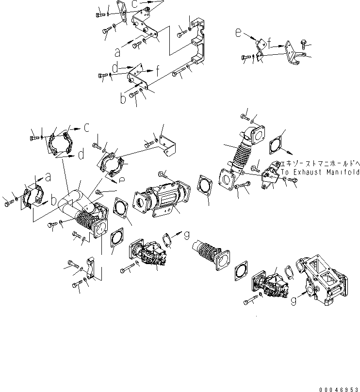 Komatsu parts book diagram for SAA6D140E-5E S/N 530001-UP: EXHAUST GAS RECIRCULATION VALVE (1/7) (COOLER AND VALVE MOUNTING) (WITH BYPASS VALVE)(#530008-530698)