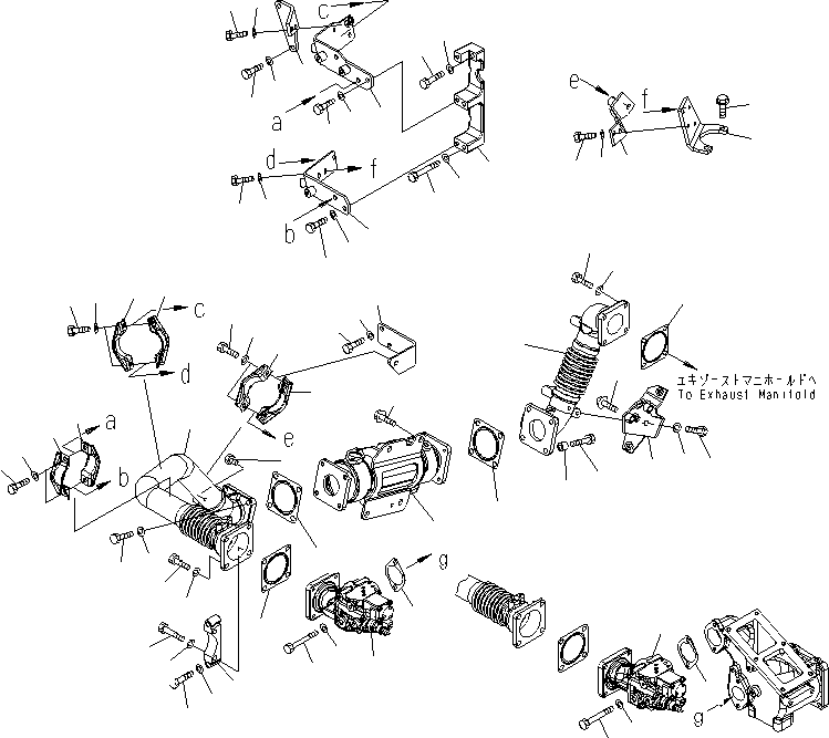 Engines Komatsu / SAA6D140E-5E S/N 530001-UP(SAA6D1JE) / EXHAUST GAS RECIRCULATION VALVE (1/7) (COOLER AND VALVE MOUNTING) (WITH BYPASS VALVE)(#530699-)(030100 : A1550-A4A6A)