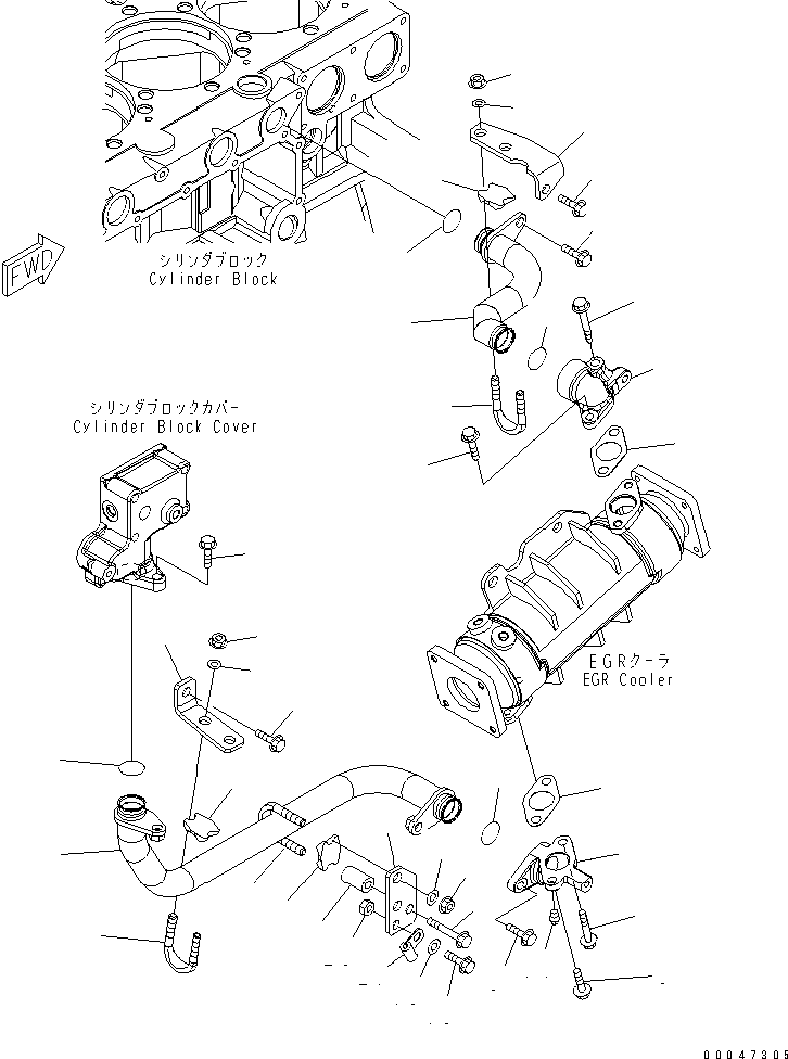 Engines Komatsu / SAA6D140E-5E S/N 530001-UP(SAA6D1JE) / EXHAUST GAS RECIRCULATION VALVE (2/7) (EGR COOLER WATER PIPING)(#530008-)(030110 : A1550-B4A6)