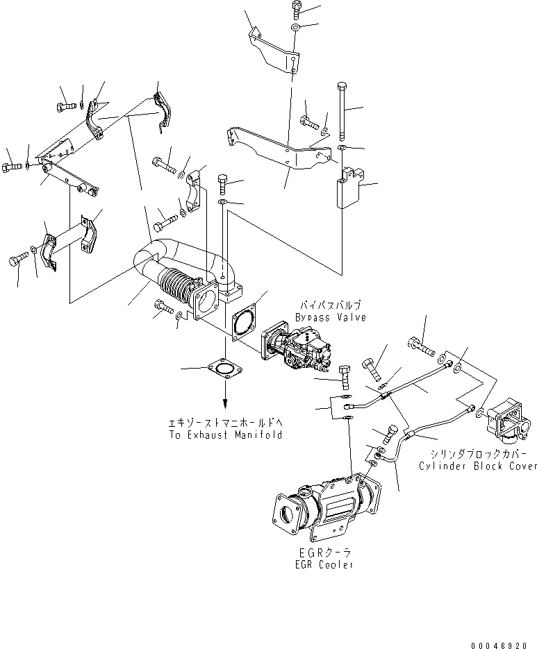 Engines Komatsu / SAA6D140E-5E S/N 530001-UP(SAA6D1JE) / EXHAUST GAS RECIRCULATION VALVE (3/7) (AIR VENT AND BYPASS VALVE PIPING)(#530008-530698)(030120 : A1550-C4A6)