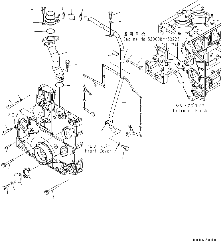 Engines Komatsu / SAA6D140E-5E S/N 530001-UP(SAA6D1JE) / FRONT COVER ACCESSORY (POINTER AND BREATHER MOUNTING)(#530008-)(030270 : A2041-A4K4)