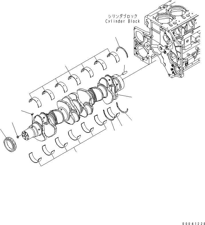 Komatsu parts book diagram for SAA6D140E-5E S/N 530001-UP: CRANKSHAFT(#531568-)