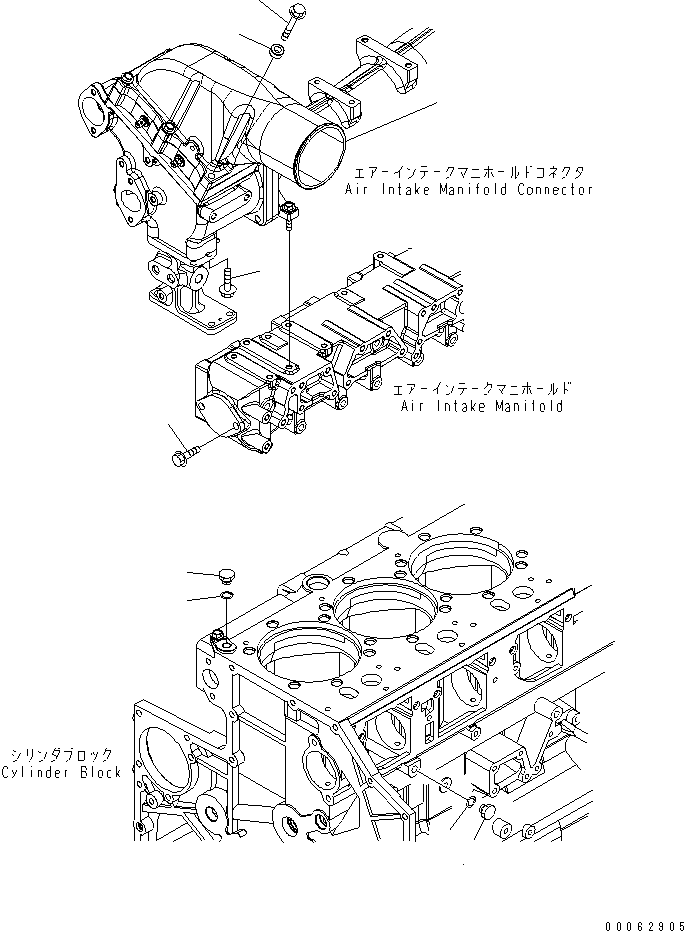 Komatsu parts book diagram for SAA6D140E-5E S/N 530001-UP: WATER LINE PLUG (WITHOUT CORROSION RESISTOR)(#530008-)