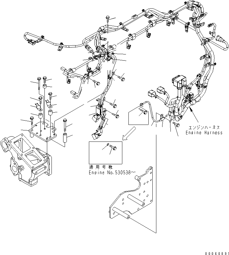 Engines Komatsu / SAA6D140E-5E S/N 530001-UP(SAA6D1JE) / ELECTRICAL WIRING (4/4)(#530008-530698)(030790 : A6810-D4K3)