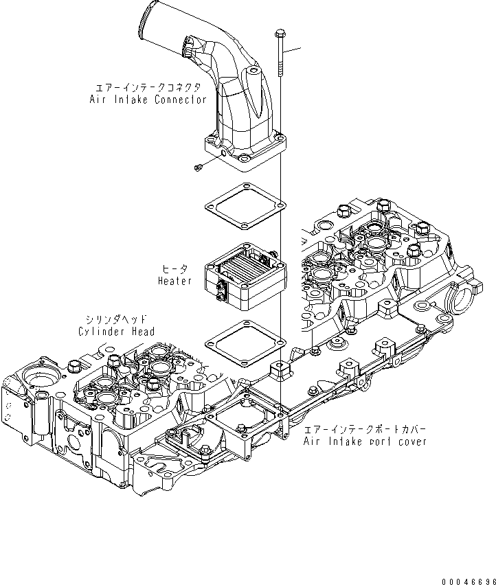 Engines Komatsu / SAA6D107E-1H S/N 26500006-UP(SAA6D1SE) / AIR INTAKE CONNECTOR MOUNTING(030090 : A131V-01A2)