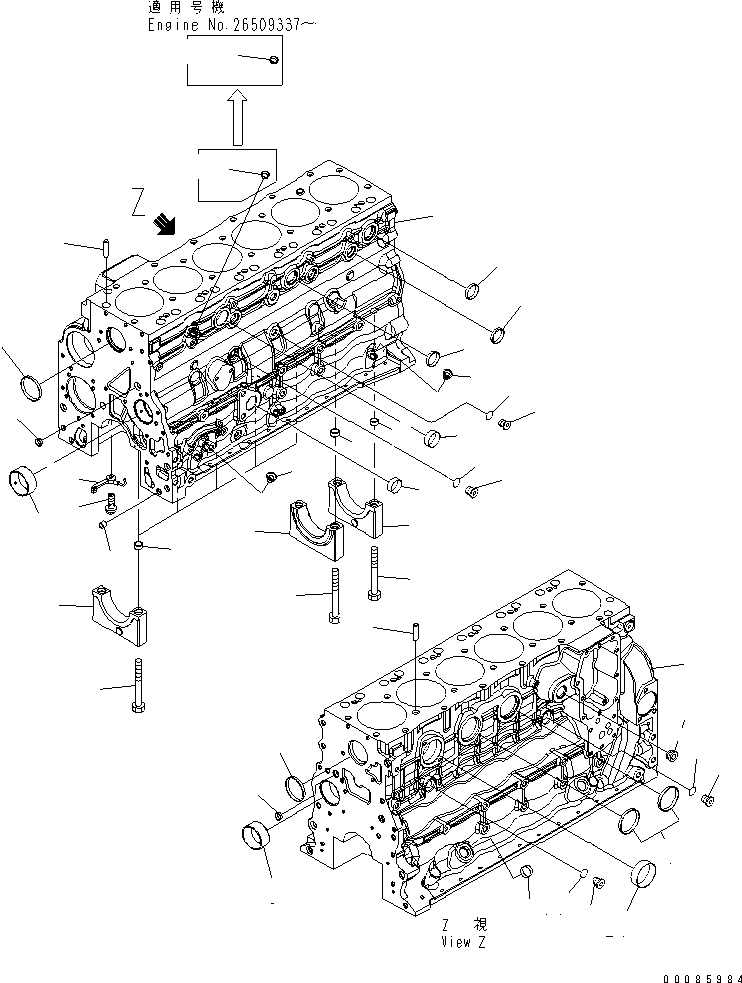 Engines Komatsu / SAA6D107E-1H S/N 26500006-UP(SAA6D1SE) / CYLINDER BLOCK(030240 : A2019-01A3)