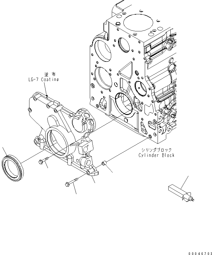 Engines Komatsu / SAA6D107E-1H S/N 26500006-UP(SAA6D1SE) / FRONT GEAR COVER(030250 : A204W-01A0)