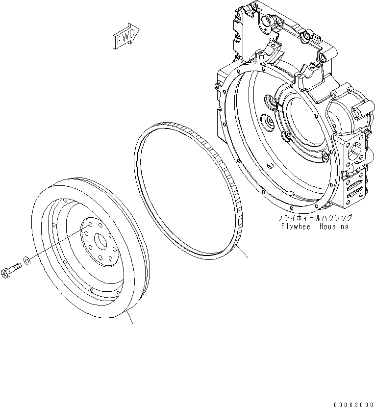 Engines Komatsu / SAA6D107E-1H S/N 26500006-UP(SAA6D1SE) / FLYWHEEL(#26506237-)(030330 : A223P-01D4)