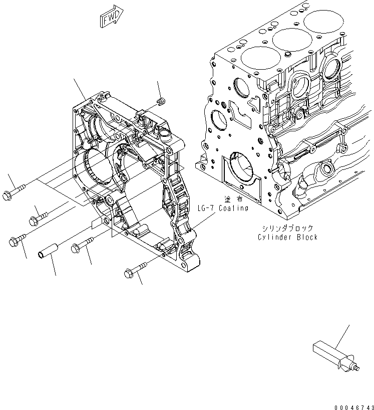 Engines Komatsu / SAA6D107E-1H S/N 26500006-UP(SAA6D1SE) / REAR GEAR HOUSING(030400 : A263V-01A0)
