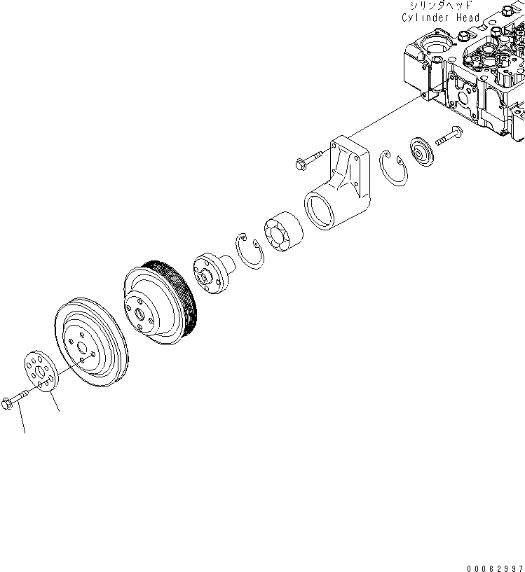 Engines Komatsu / SAA6D107E-1H S/N 26500006-UP(SAA6D1SE) / COOLING FAN DRIVE PULLEY MOUNTING(#26506237-)(030600 : A502R-01A7)