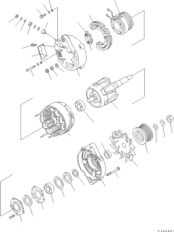 Engines Komatsu / SAA6D107E-1H S/N 26500006-UP(SAA6D1SE) / ALTERNATOR (90A) (INNER PARTS)(#26503124-)(030640 : A601P-02A4)