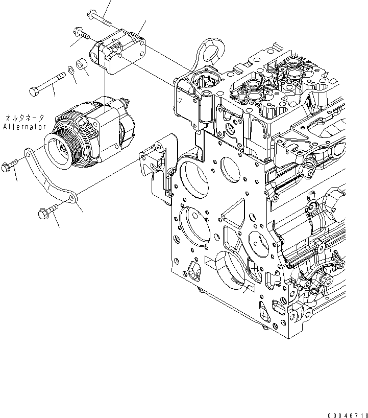 Engines Komatsu / SAA6D107E-1H S/N 26500006-UP(SAA6D1SE) / ALTERNATOR MOUNTING (FOR 35A.60A ALTERNATOR)(030680 : A601T-01B7)