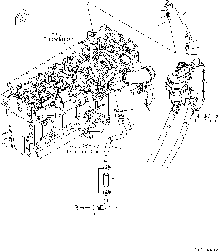 Engines Komatsu / SAA6D114E-3A S/N .-UP(SAA6D1TE) / TURBOCHARGER OIL PIPING(030060 : A1120-A3A8)