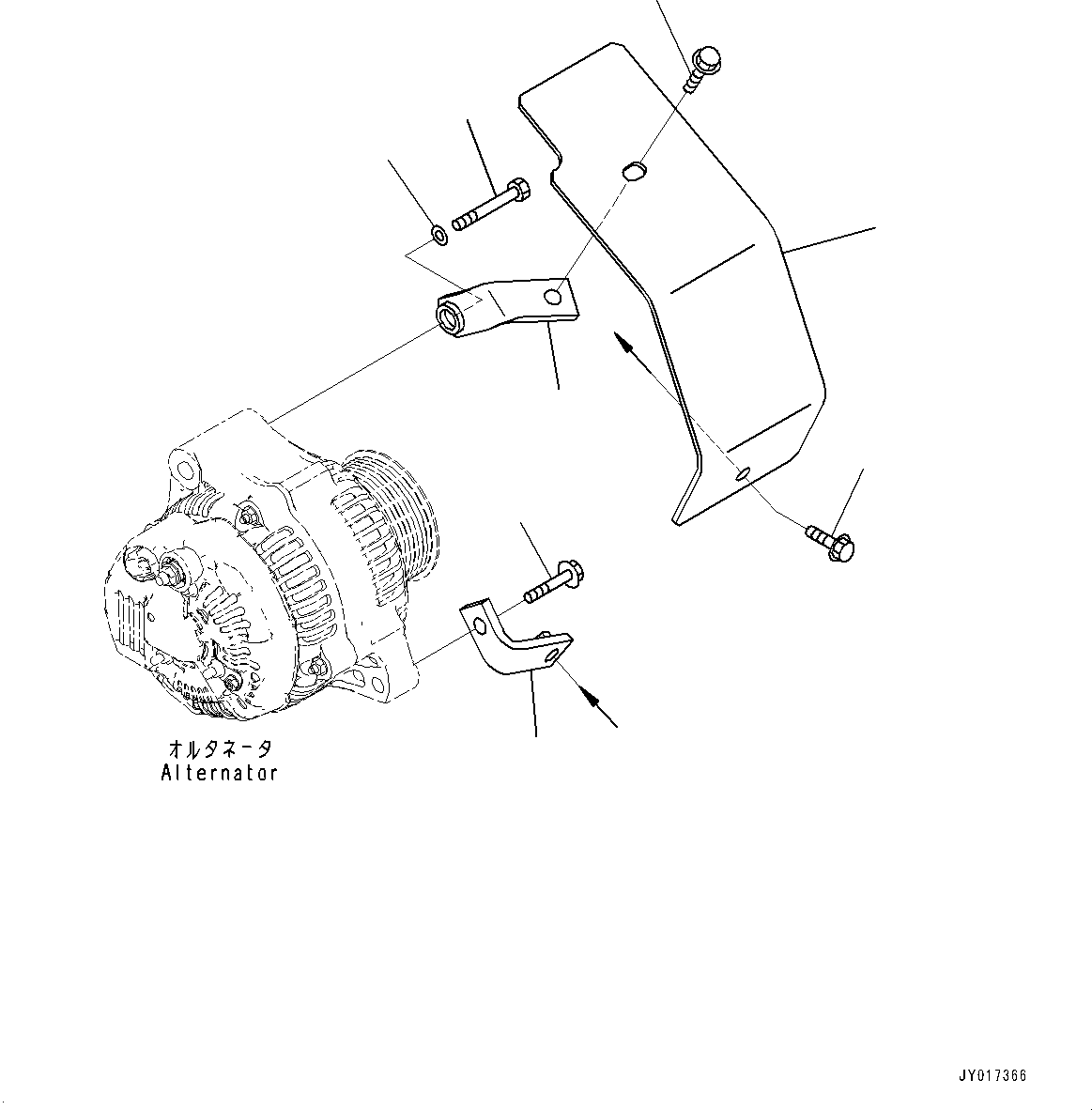 Engines Komatsu / SAA6D107E-2F S/N 2212910-UP (For WA320-7)(SAA6D7FH) / Alternator Cover, For 60Amp(F003001 : A6010-001001)