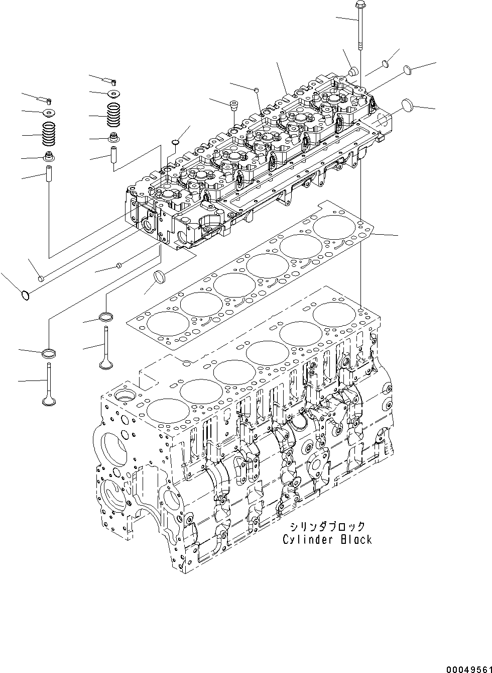 Komatsu parts book diagram for SAA6D114E-3D S/N 26852735-UP: CYLINDER HEAD