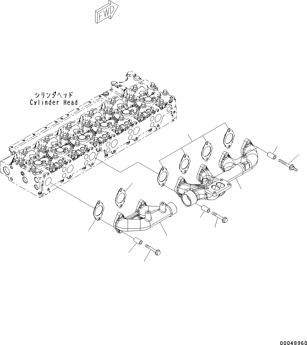 Komatsu parts book diagram for SAA6D114E-3D S/N 26852735-UP: EXHAUST MANIFOLD