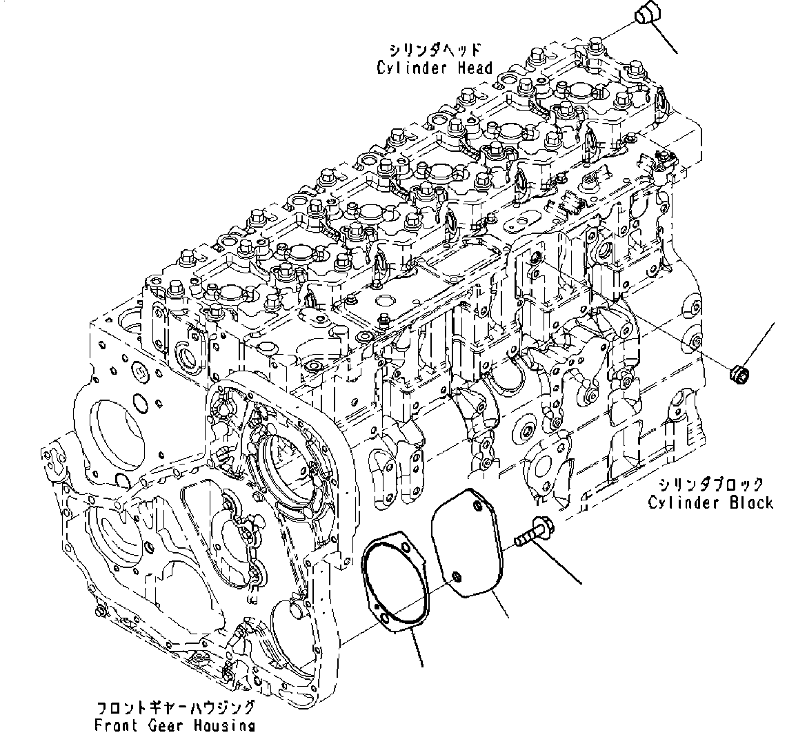 Komatsu parts book diagram for SAA6D114E-3D S/N 26852735-UP: FRONT GEAR TRAIN COVER