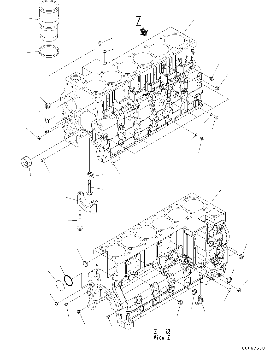 Komatsu parts book diagram for SAA6D114E-3D S/N 26852735-UP: CYLINDER BLOCK