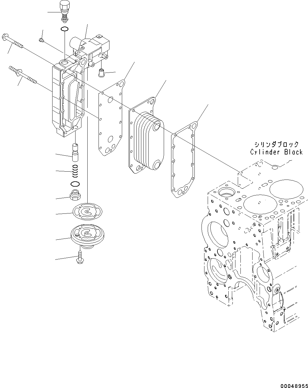 Komatsu parts book diagram for SAA6D114E-3D S/N 26852735-UP: ENGINE OIL COOLER