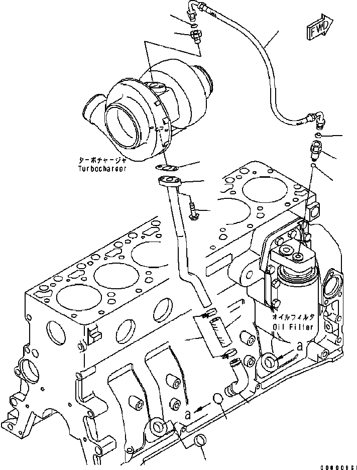 Engines Komatsu / SAA6D102E-2 S/N 30380718-UP(SAA6DW2B) / TURBOCHARGER OIL PIPING (#30380718-36037660)(030100 : A153T-01C6)