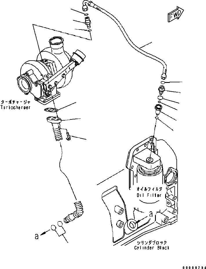 Engines Komatsu / SAA6D102E-2 S/N 30380718-UP(SAA6DW2B) / TURBOCHARGER OIL PIPING (#36037661-)(030105 : A153T-01C6A)