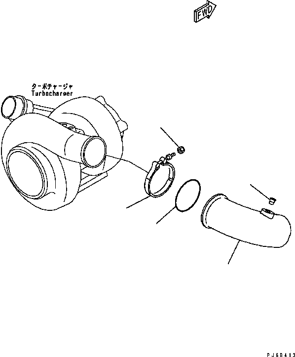 Engines Komatsu / SAA6D102E-2 S/N 30380718-UP(SAA6DW2B) / TURBOCHARGER OUT CONNECTION(030110 : A153V-01A0)