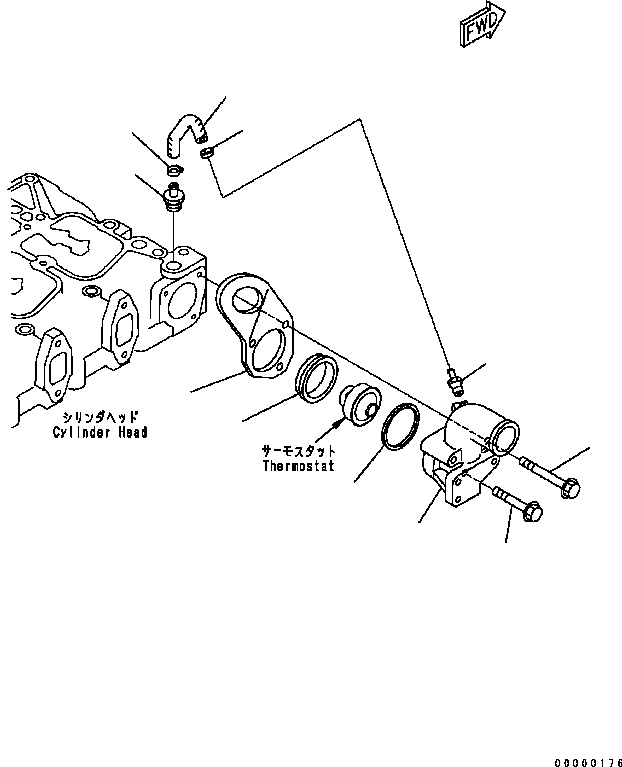 Engines Komatsu / SAA6D102E-2 S/N 30380718-UP(SAA6DW2B) / THERMOSTAT HOUSING(030140 : A173P-01B0)