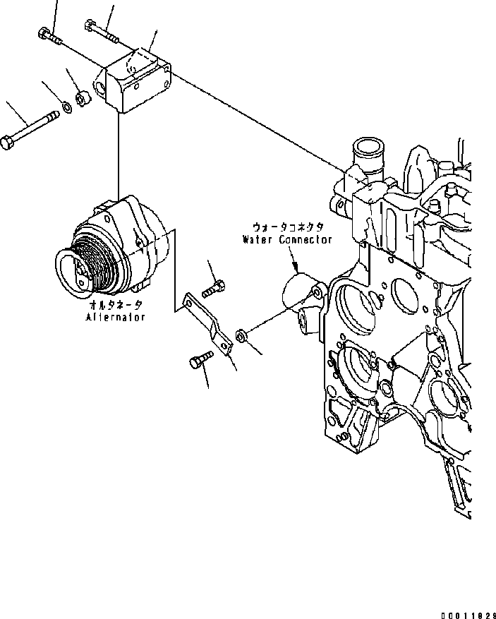 Engines Komatsu / SAA6D102E-2 S/N 30380718-UP(SAA6DW2B) / ALTERNATOR MOUNTING (FOR 35A¤ 60A ALTERNATOR)(030660 : A601T-01B1)