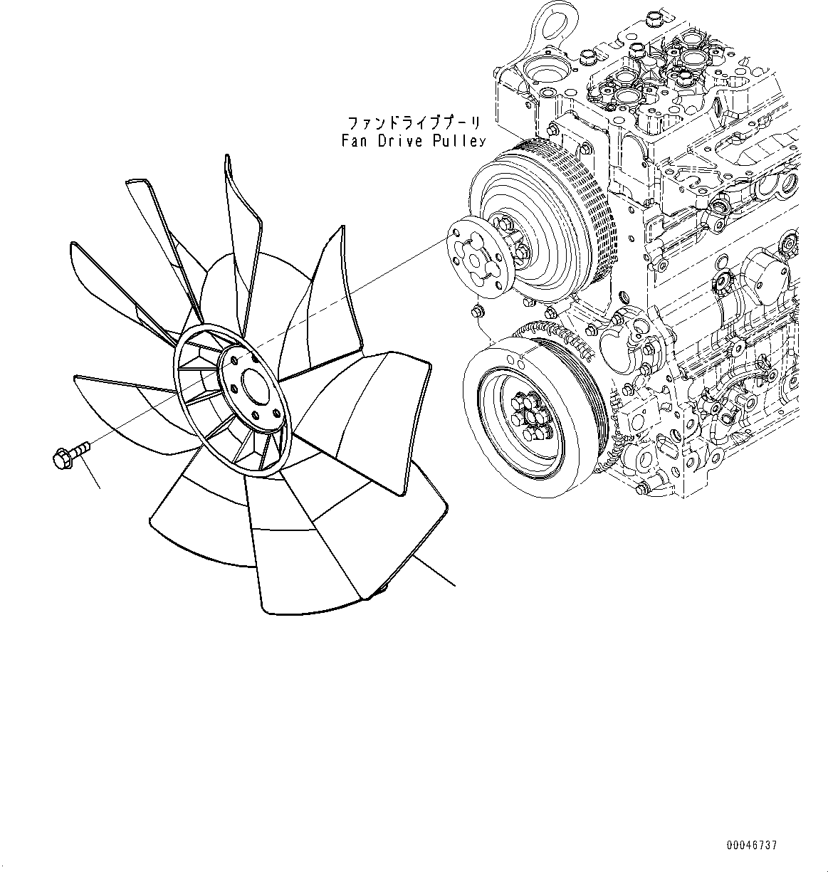 Engines Komatsu / SAA6D107E-2A S/N 22008976-UP (For PC240LC-10/PC240NLC-10)(SAA6E2AU) / Cooling Fan(E002001 : A5030-001001)