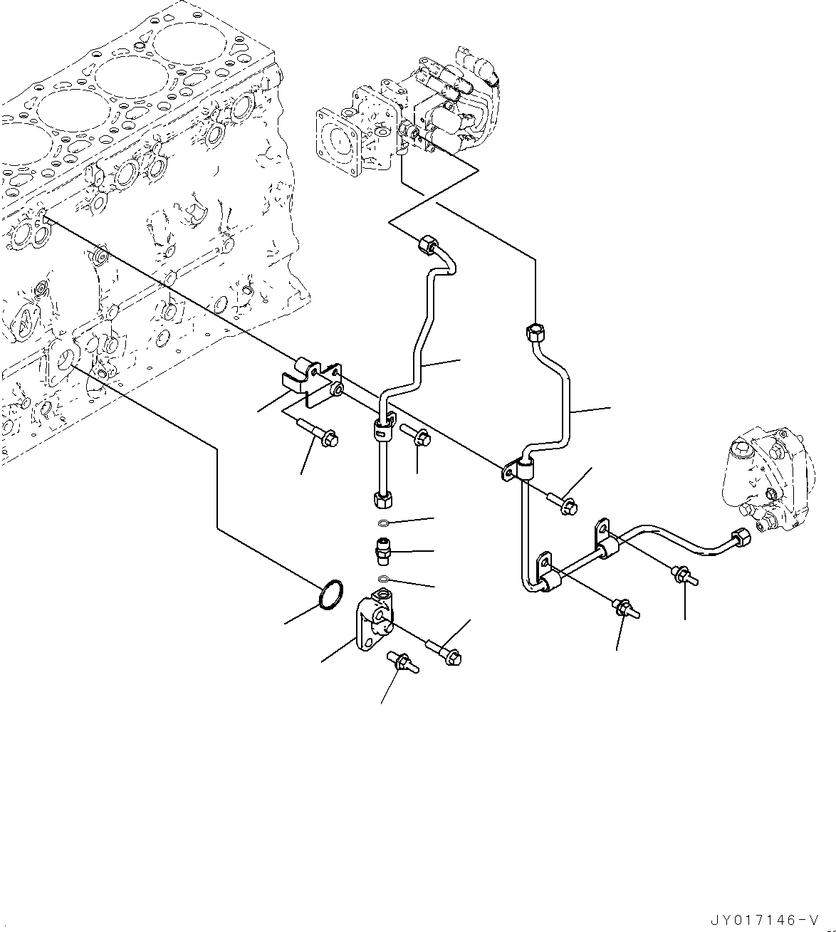 Engines Komatsu / SAA6D107E-2A S/N 22008976-UP (For PC240LC-10/PC240NLC-10)(SAA6E2AU) / Hydraulic Pump Piping(E013001 : AHD20-001001)