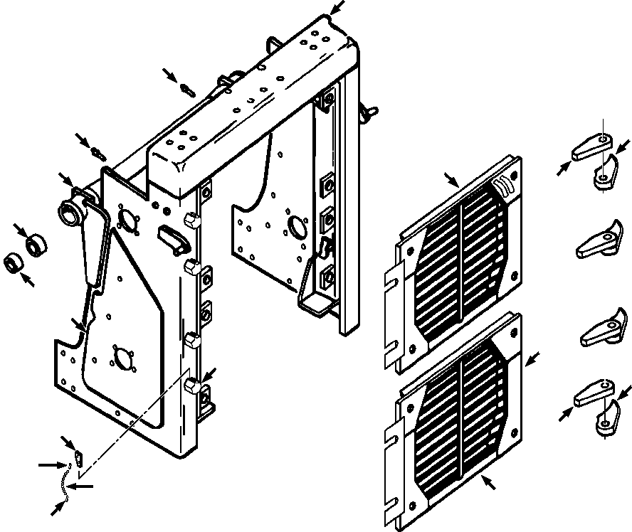 Crawler Bulldozers DRESSTA / TD-25G S/N U002001-Up/P070001-P072000(TD25G) / RADIATOR GUARD, DOORS AND HINGES - LANDFILL MACHINES(09-004 : 09-004)