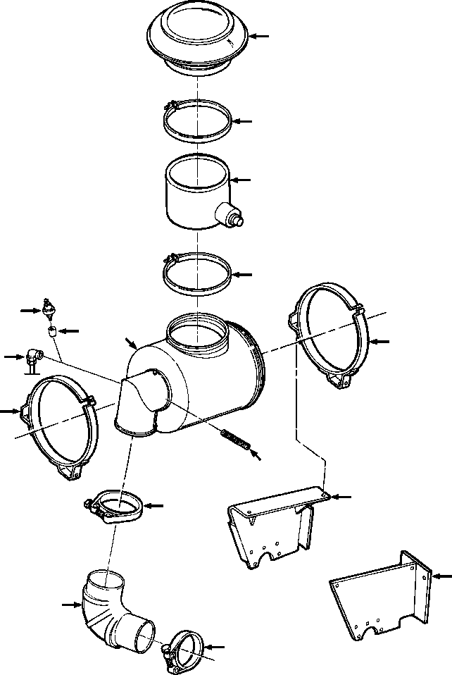 Crawler Bulldozers DRESSTA / TD-25G S/N U002001-Up/P070001-P072000(TD25G) / AIR CLEANER AND CONNECTIONS - STANDARD MACHINES(12-006 : 12-006)