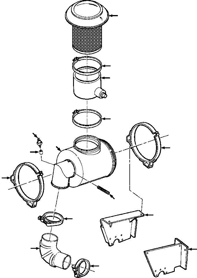 Crawler Bulldozers DRESSTA / TD-25G S/N U002001-Up/P070001-P072000(TD25G) / AIR CLEANER AND CONNECTIONS - LANDFILL MACHINES(12-008 : 12-008)