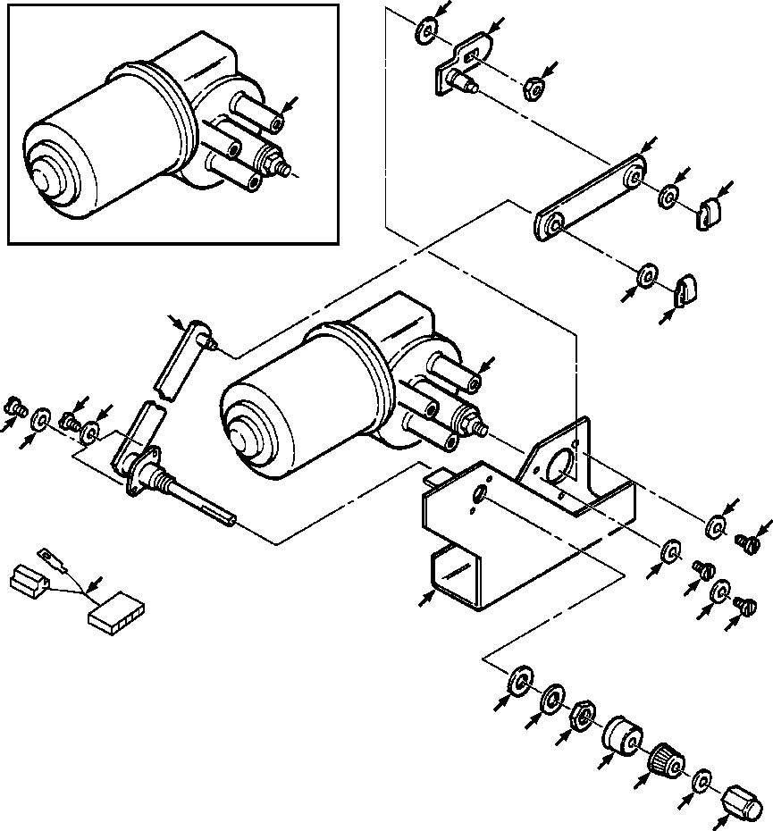 Crawler Bulldozers DRESSTA / TD-25G S/N U002001-Up/P070001-P072000(TD25G) / ROPS CAB RIGHT FRONT WIPER MOTOR(13-124 : 13-124)