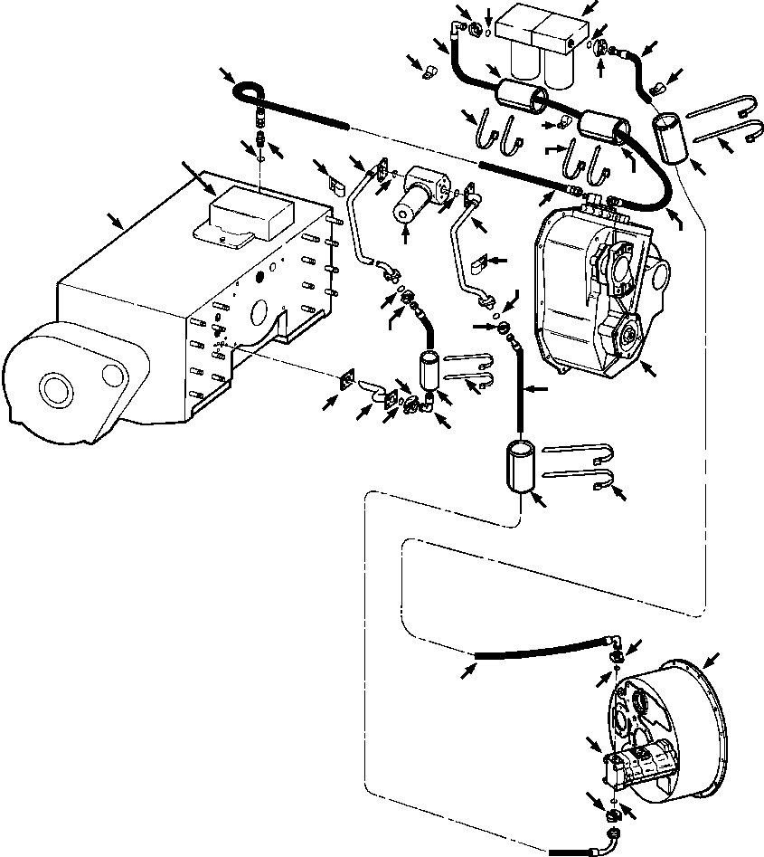 Crawler Bulldozers DRESSTA / TD-25G S/N P072001-P072037(TD25GUG) / DRIVE TRAIN PIPING REAR MAIN FRAME TO PUMP AND FILTERS(07-002 : 07-002)
