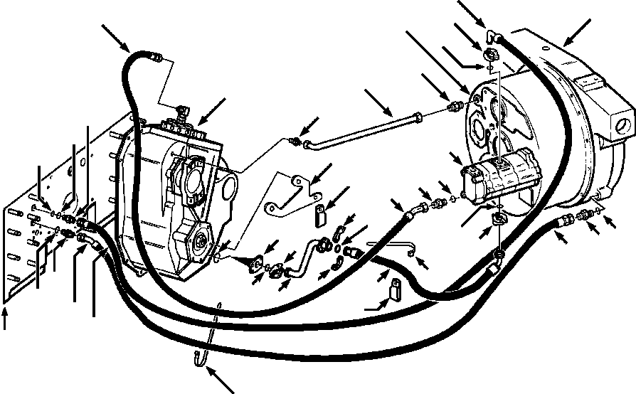 Crawler Bulldozers DRESSTA / TD-25G S/N P072001-P072037(TD25GUG) / DRIVE TRAIN PIPING CONVERTER, SCAVENGE AND DRAIN LINES(07-010 : 07-010)