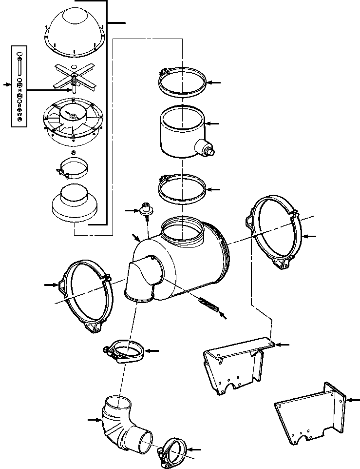 Crawler Bulldozers DRESSTA / TD-25G S/N P072001-P072037(TD25GUG) / AIR CLEANER AND CONNECTIONS LANDFILL APPLICATION(12-008 : 12-008)