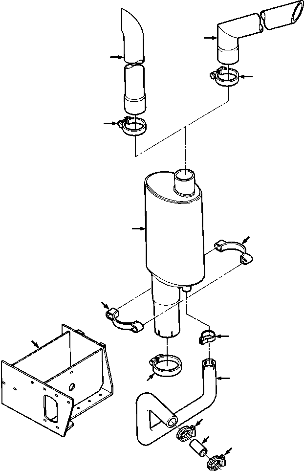Crawler Bulldozers DRESSTA / TD-25G S/N P072001-P072037(TD25GUG) / EXHAUST MUFFLER AND CONNECTIONS(12-014 : 12-014)